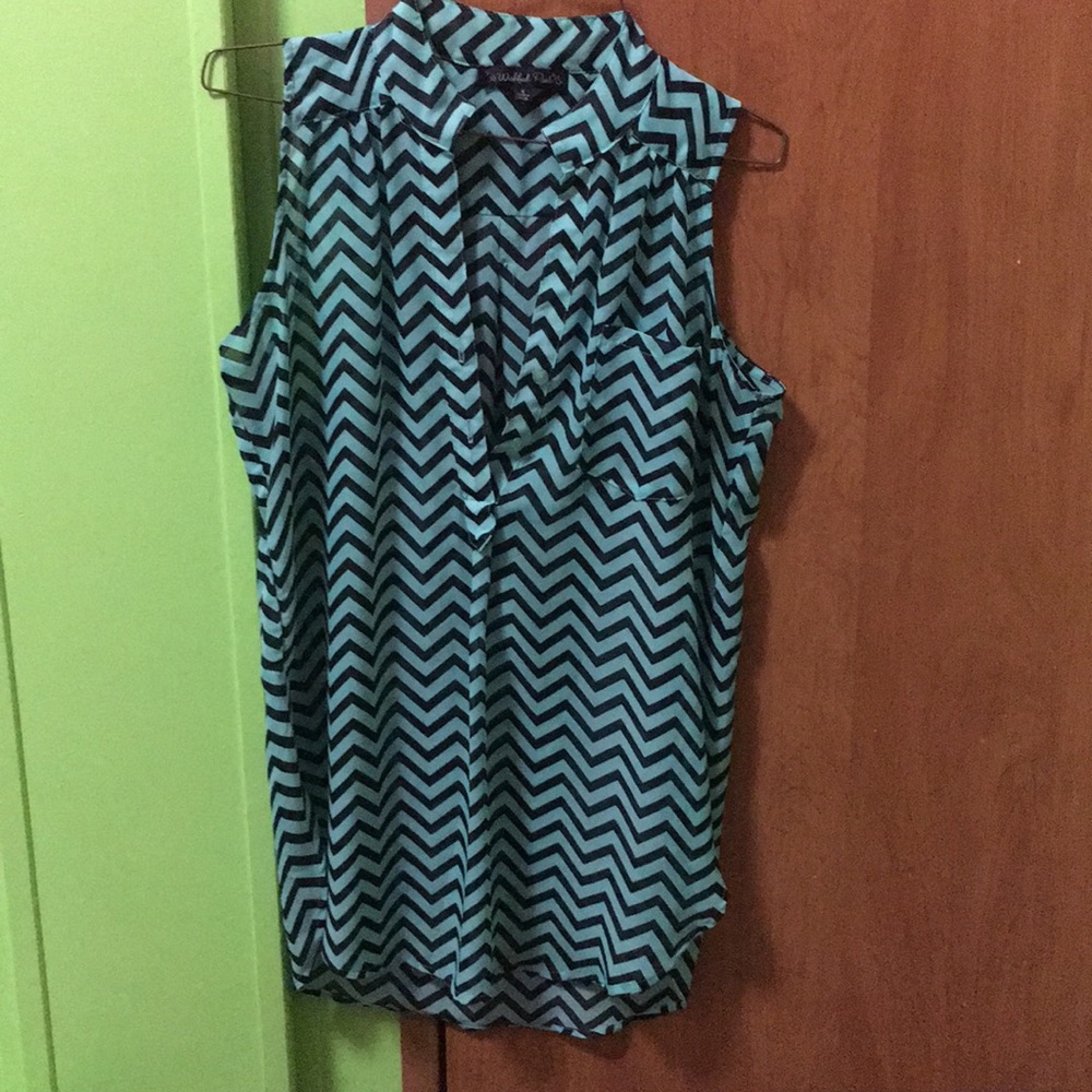 Black and mint chevron tank top